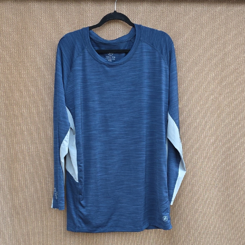 Men's Blue and Gray Long Sleeve Tee